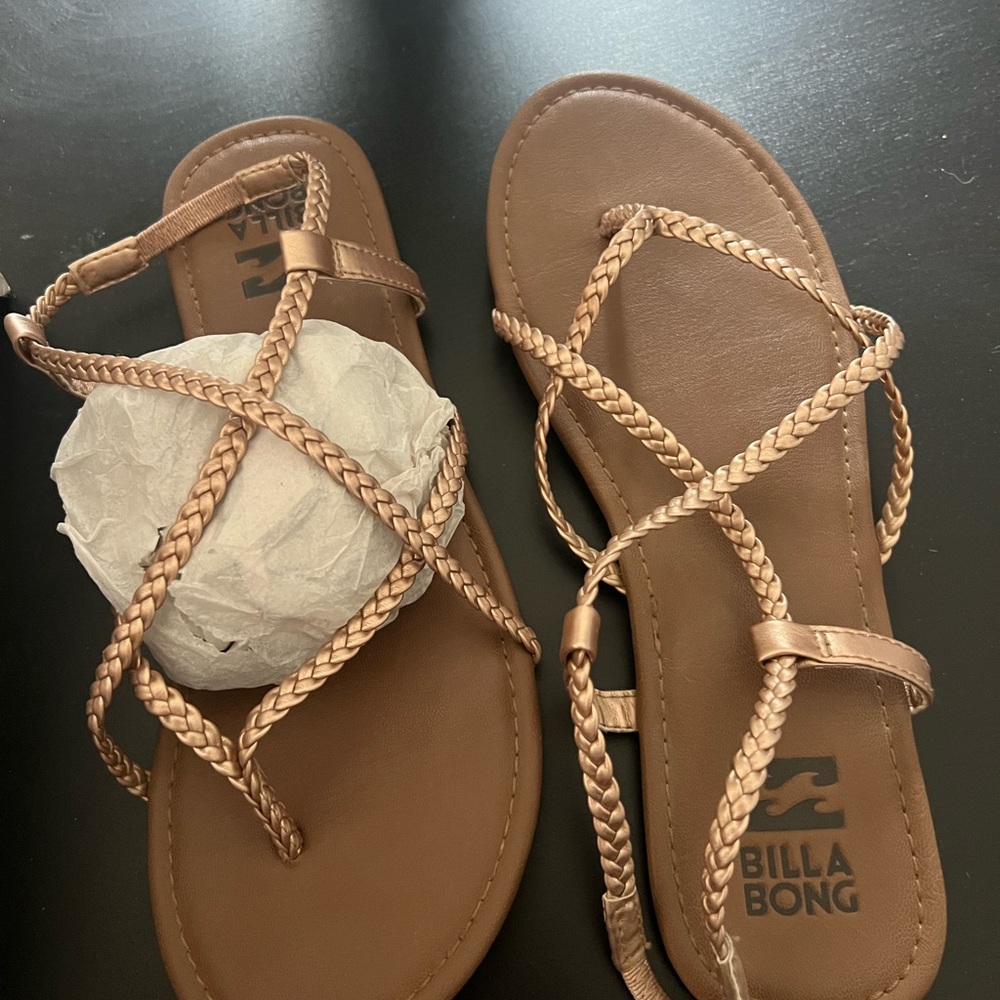 Billabong Women's Rose gold Tan Braided Sandals